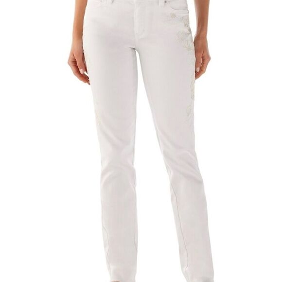 WHBM Blanc Embroidered Slim Ankle Jean-Size-0R - Picture 1 of 8